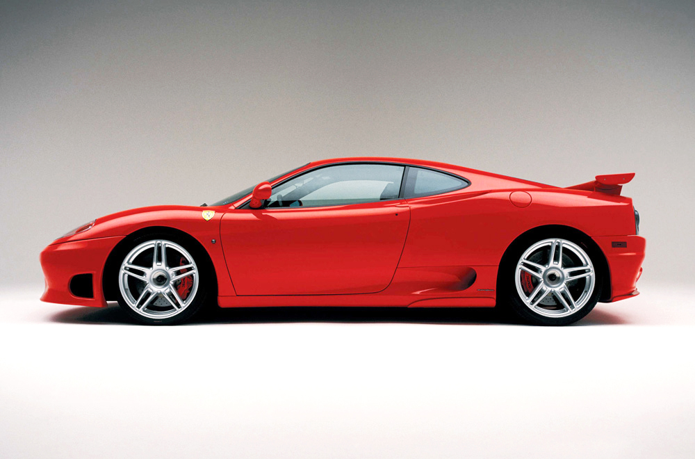 The F360 Modena can be upgraded with a more aggresive Front Bumper that's